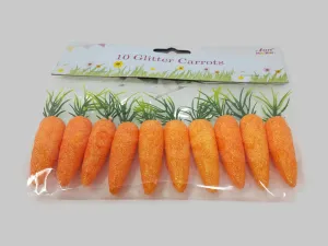 10 Bright Orange Glitter Polystyrene Carrots