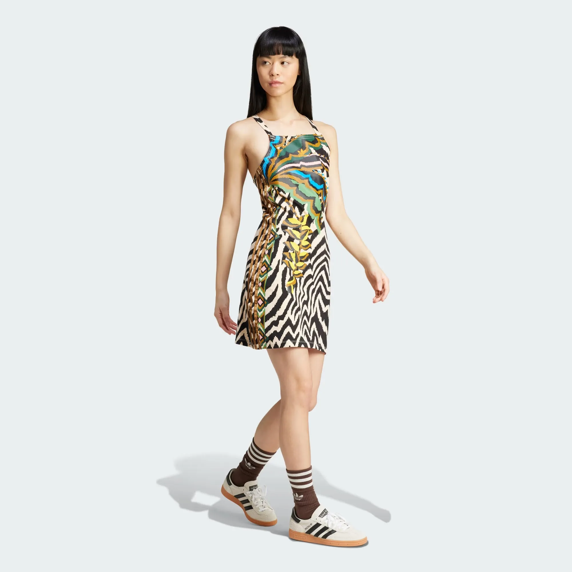 ADIDAS ORIGINALS | WMN'S X FARM RIO 3-STRIPES MINI DRESS { CRYSTAL SAND