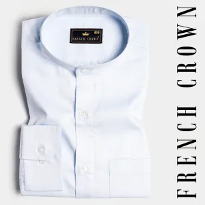 Aqua Blue Pinstriped Dobby Textured Premium Giza Cotton Shirt