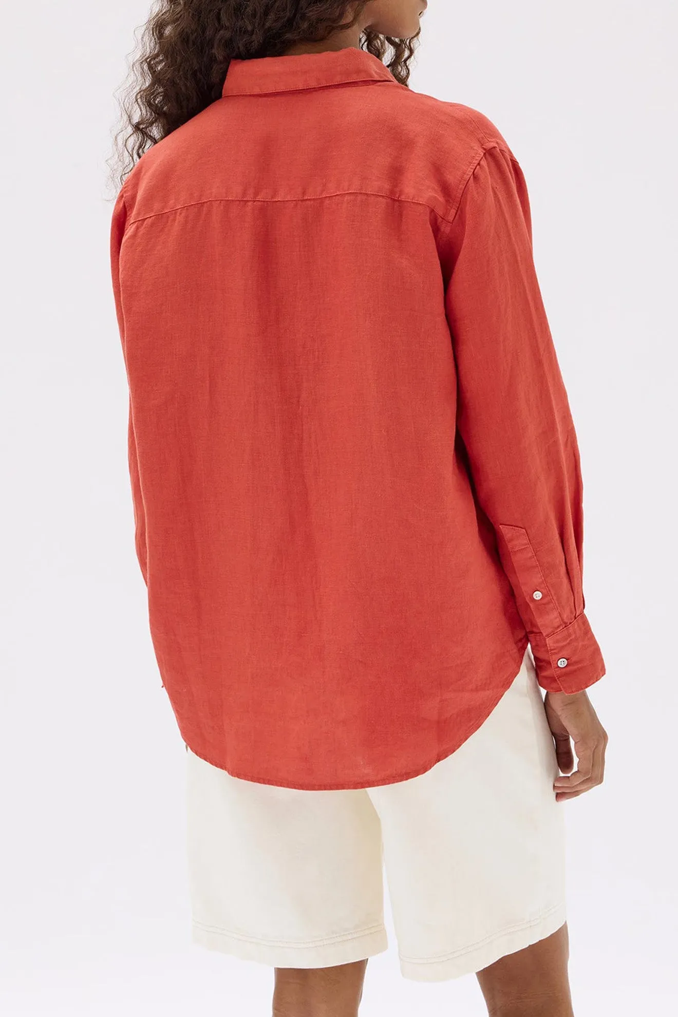 Assembly Label - Xander Linen Shirt, Papaya