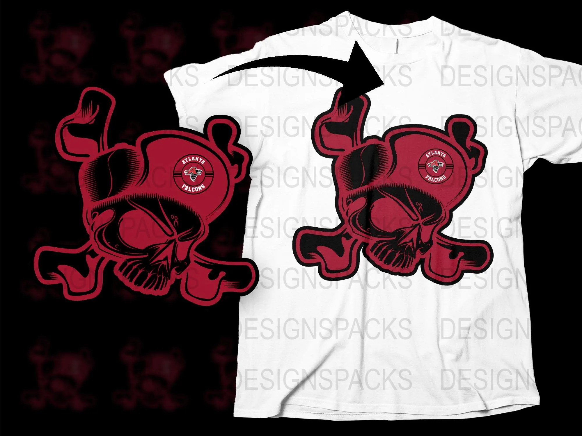 Atlanta Falcons Skull and Crossbones Themed Png Digital Download