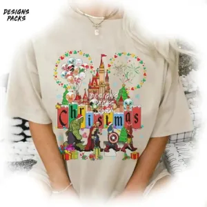 Avengers Superhero Christmas Cartoon land Avengers Abbey Road Christmas PNG Design