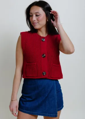 Bailey Buttoned Sweater Vest - Red
