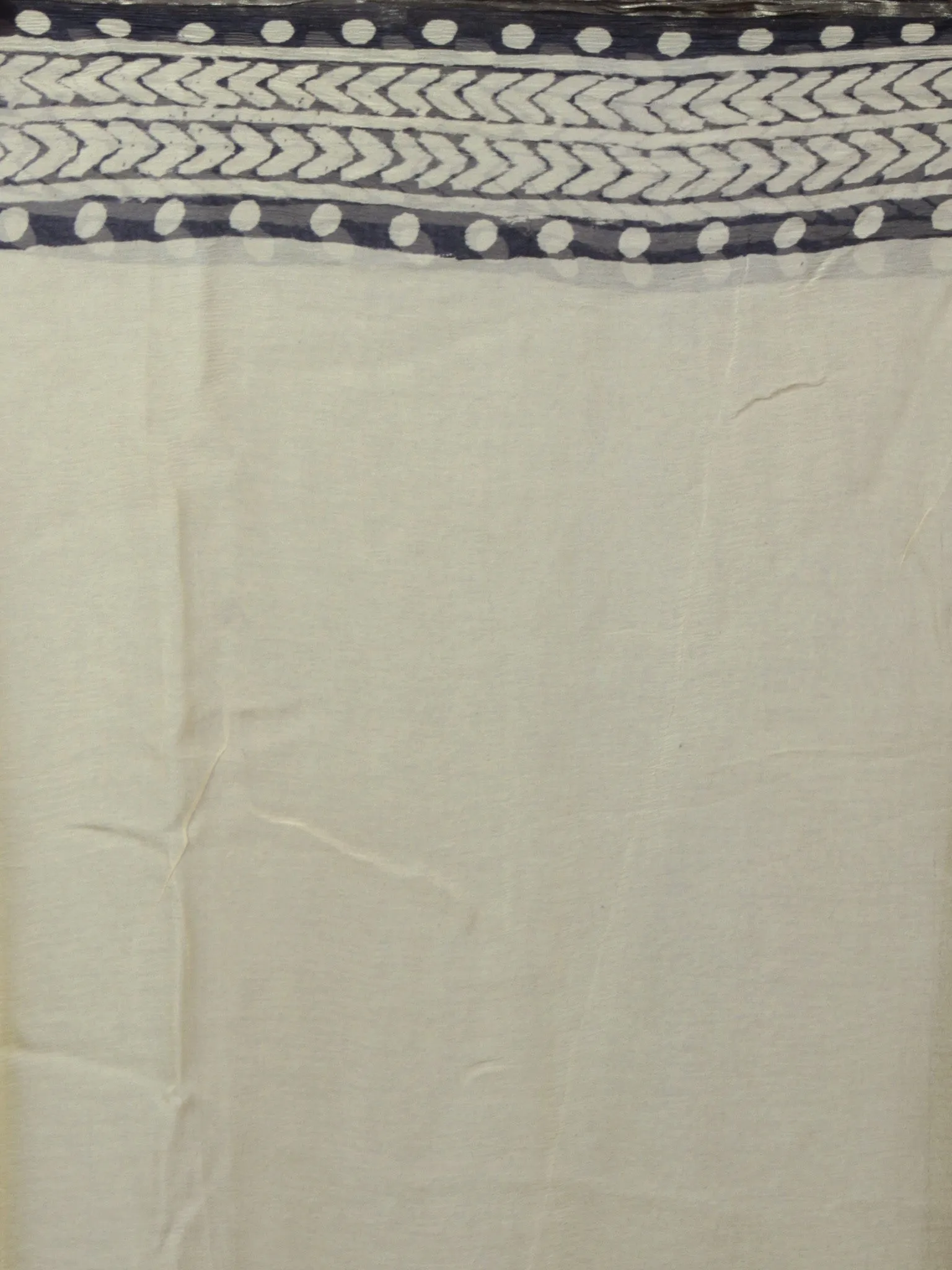 Beige Red Black Hand Block Printed Chiffon Saree - S031701879
