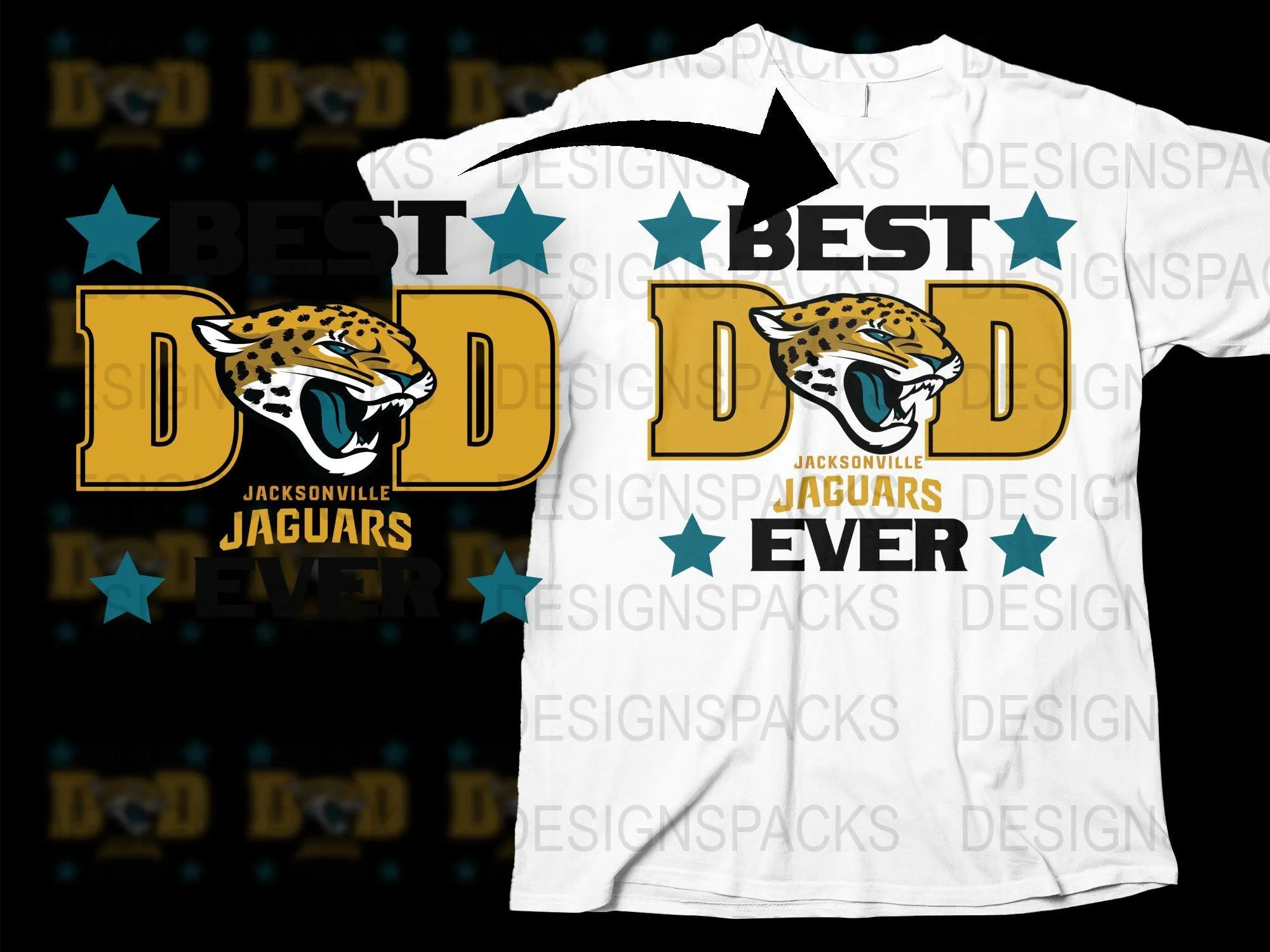 Best Dad Ever Jacksonville Jaguars Father's Day Png Digital Download