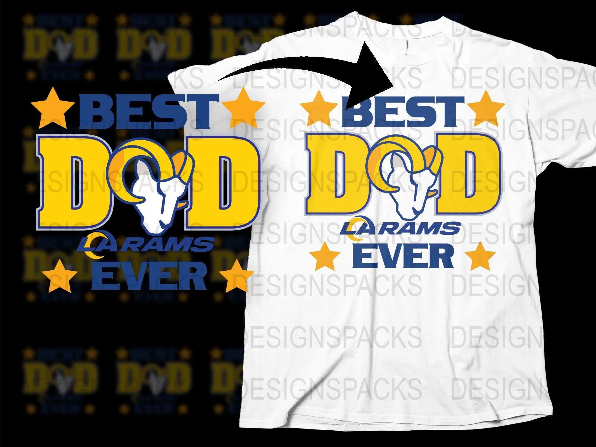 Best Dad Ever LA Rams Father's Day NFL Png Digital Download