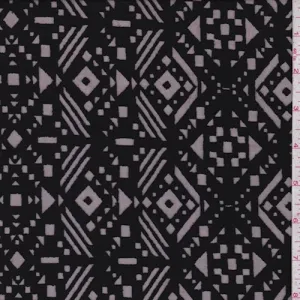 Black Aztec Diamond Burnout Jersey Knit Fabric