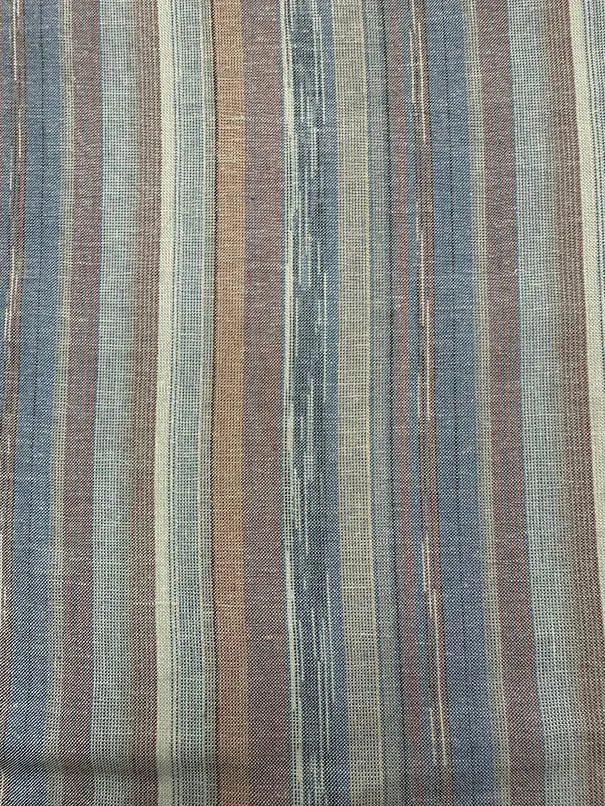 Blue Multi Woven Stripe Tea Towen Linen Fabric