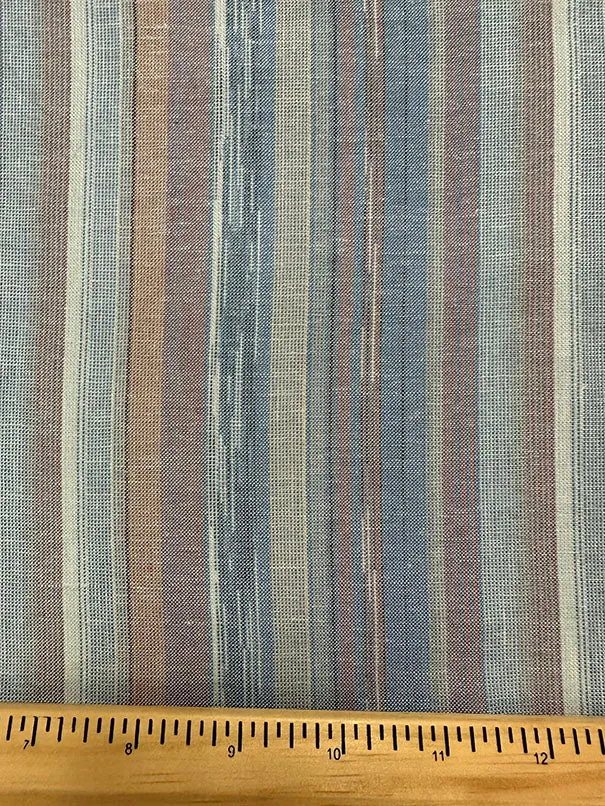 Blue Multi Woven Stripe Tea Towen Linen Fabric