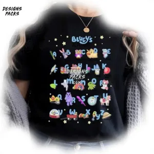 Bluey Alphabet Bluey Matching Bluey Theme Hoodie PNG Design