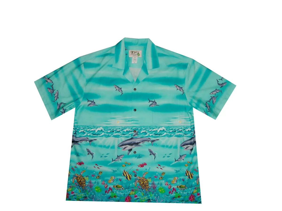 Bull Shark Ocean Men's Aloha Cotton Shirt