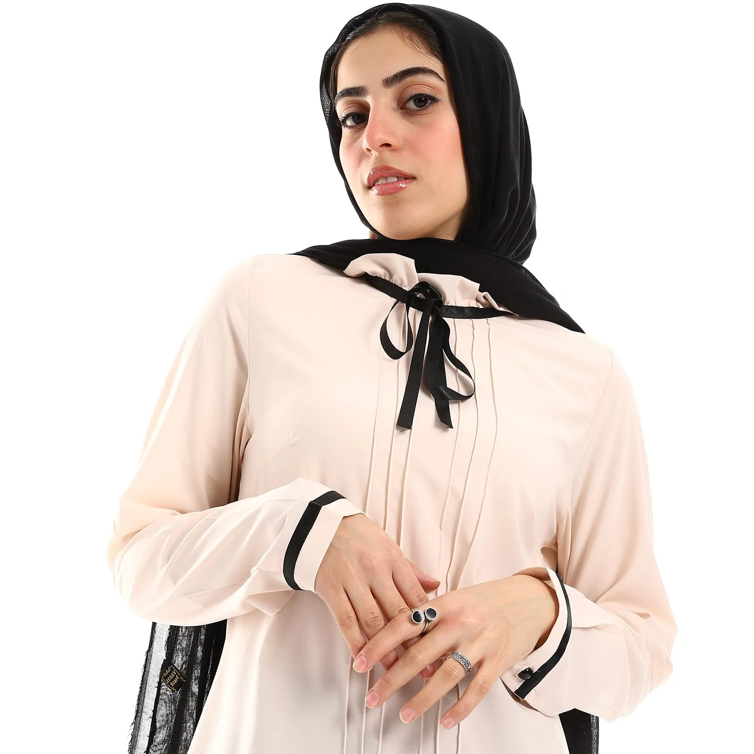 Buttoned Cuffs Stitched Chest Yellow & Black Blouse