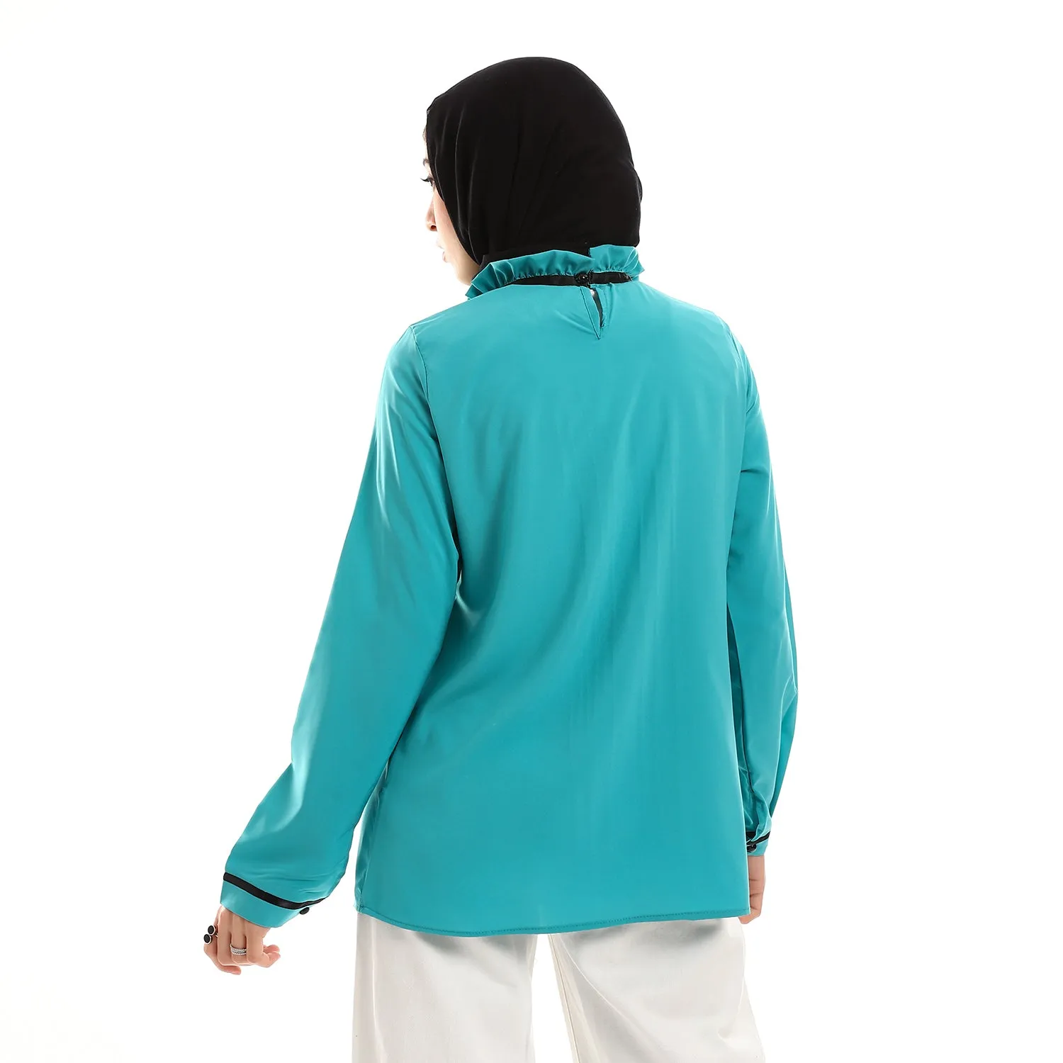 Buttoned Cuffs Stitched Chest Yellow & Black Blouse