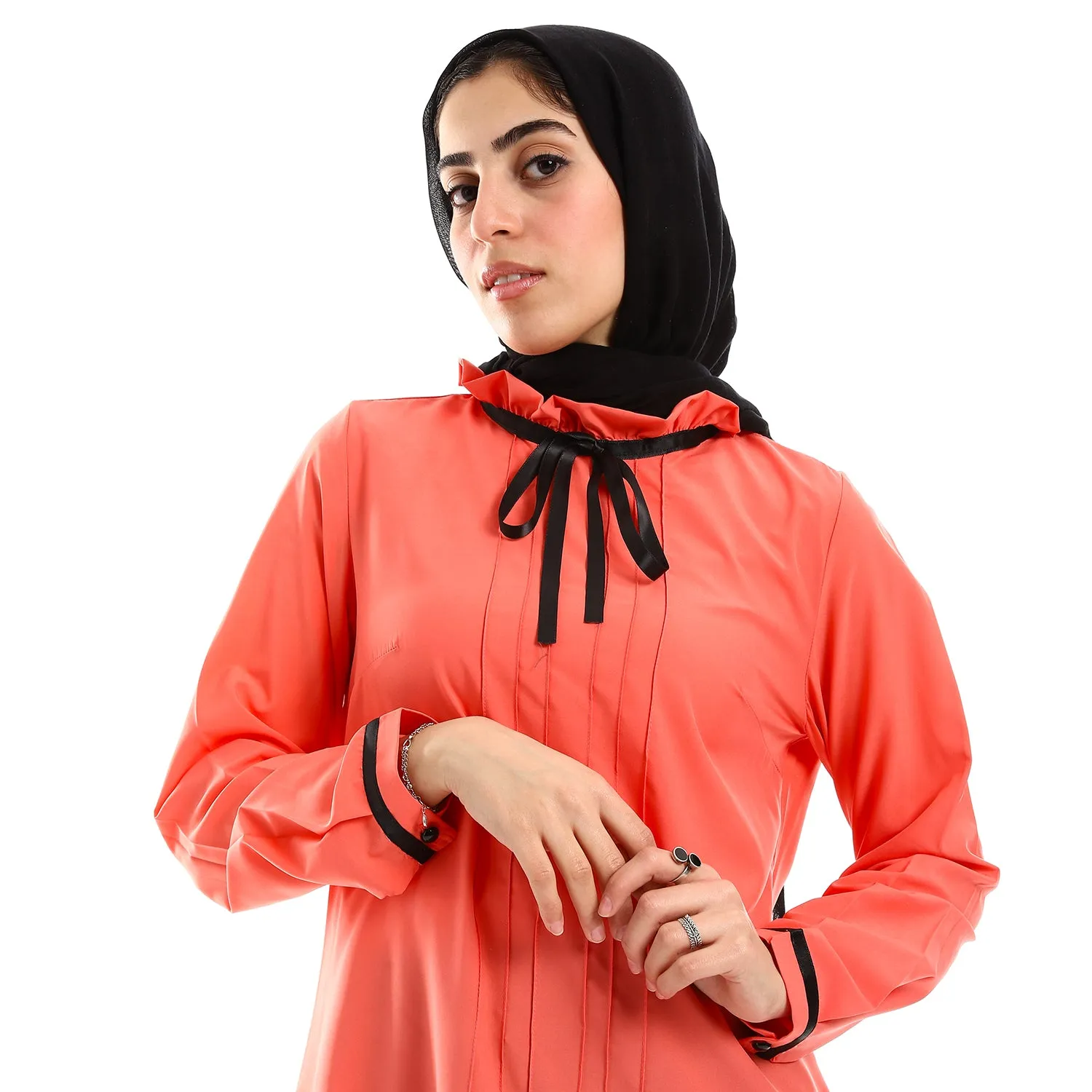 Buttoned Cuffs Stitched Chest Yellow & Black Blouse