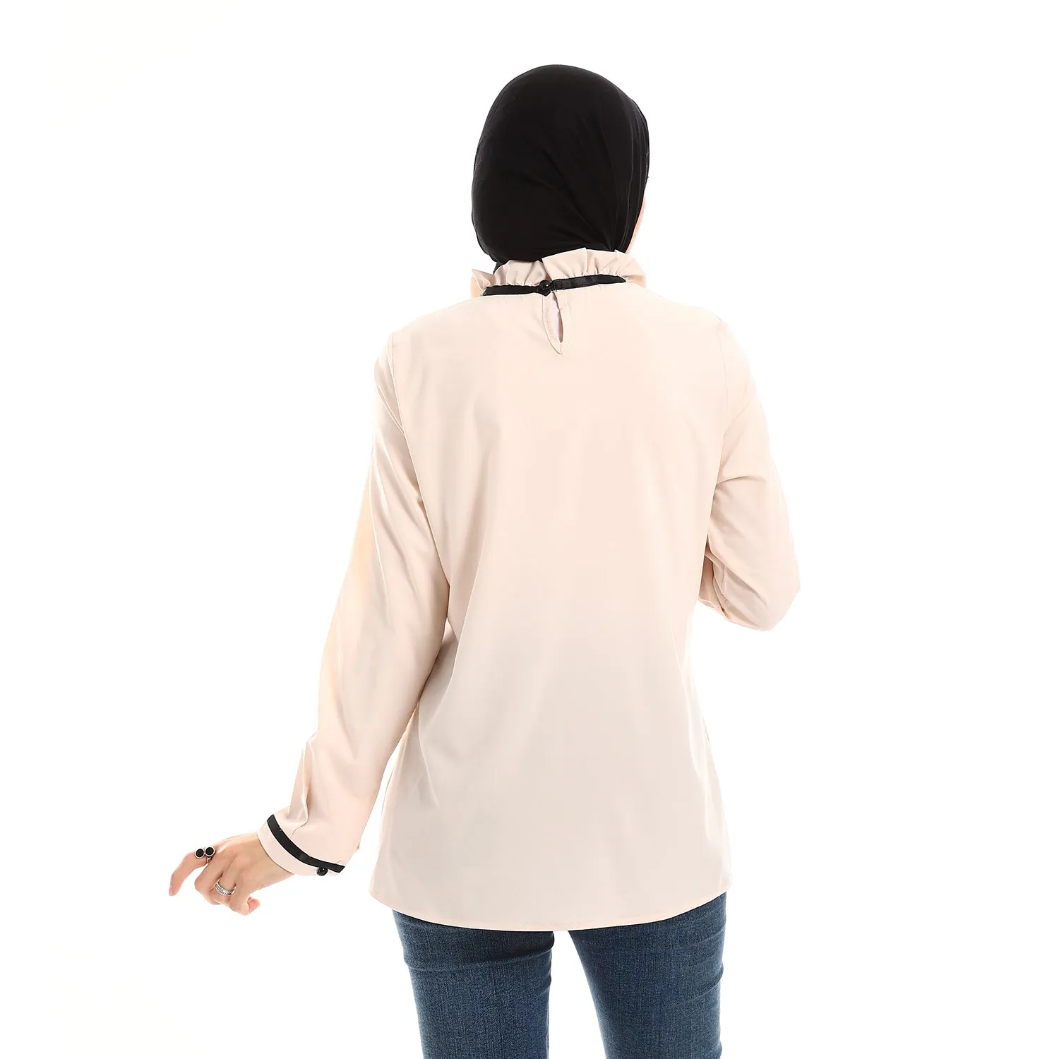 Buttoned Cuffs Stitched Chest Yellow & Black Blouse