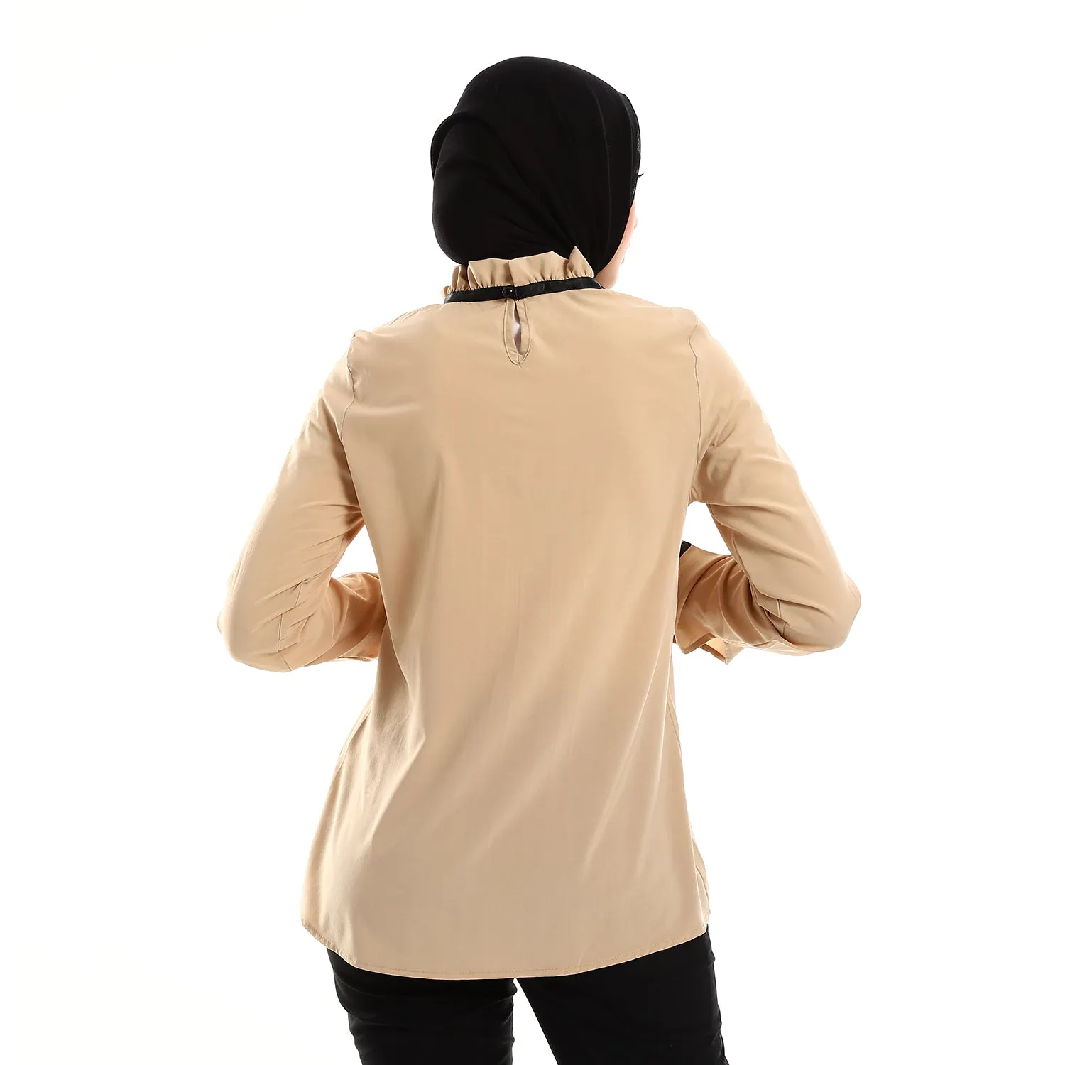 Buttoned Cuffs Stitched Chest Yellow & Black Blouse