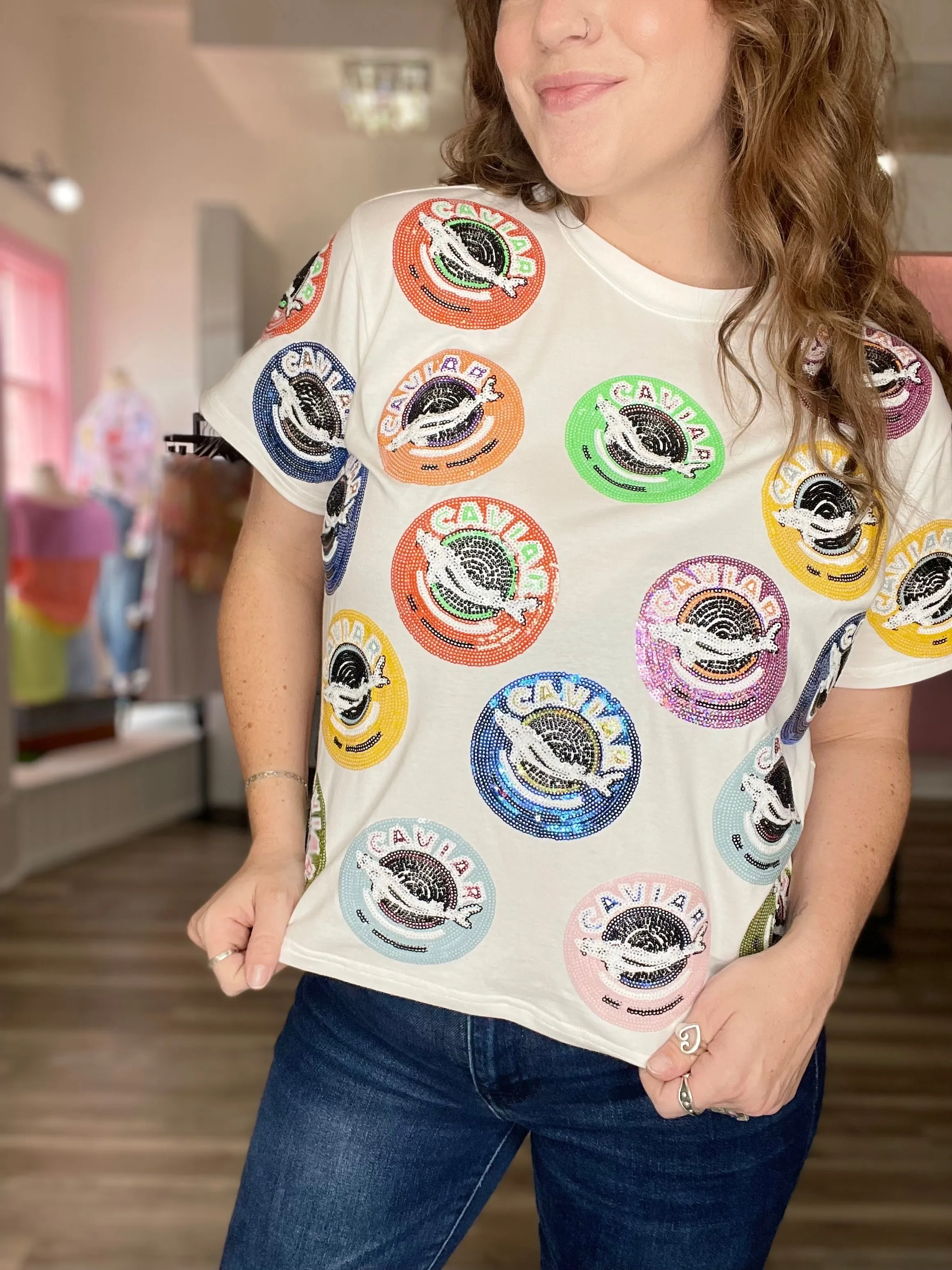 Caviar Tins Tee White Queen of Sparkles