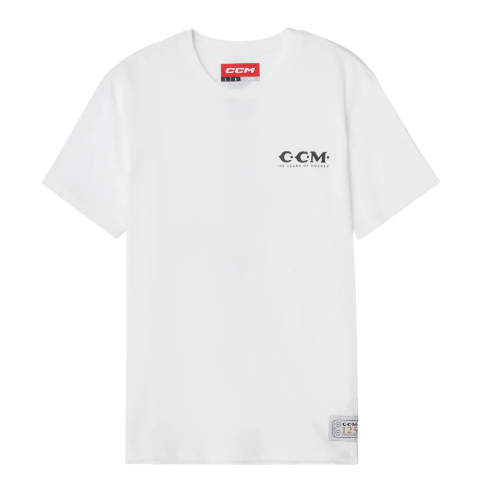 CCM 125 ANNIVERSARY ADULT WHITE T SHIRT