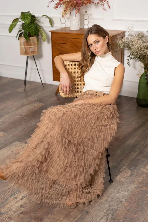 Choklate Tulle Ruffle Skirt