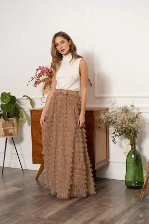 Choklate Tulle Ruffle Skirt