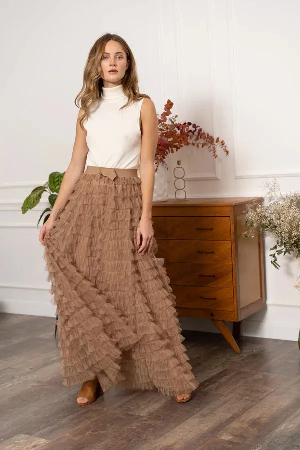 Choklate Tulle Ruffle Skirt