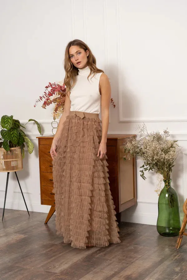 Choklate Tulle Ruffle Skirt