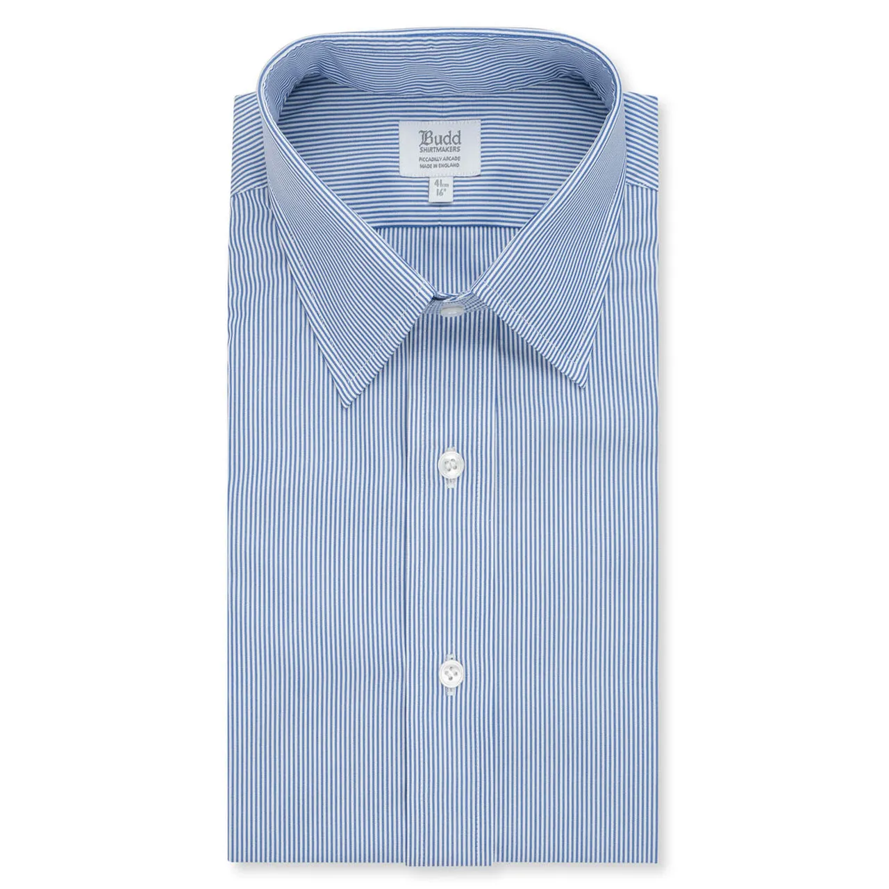 Classic Fit Neat Stripe Poplin Double Cuff Shirt in Navy