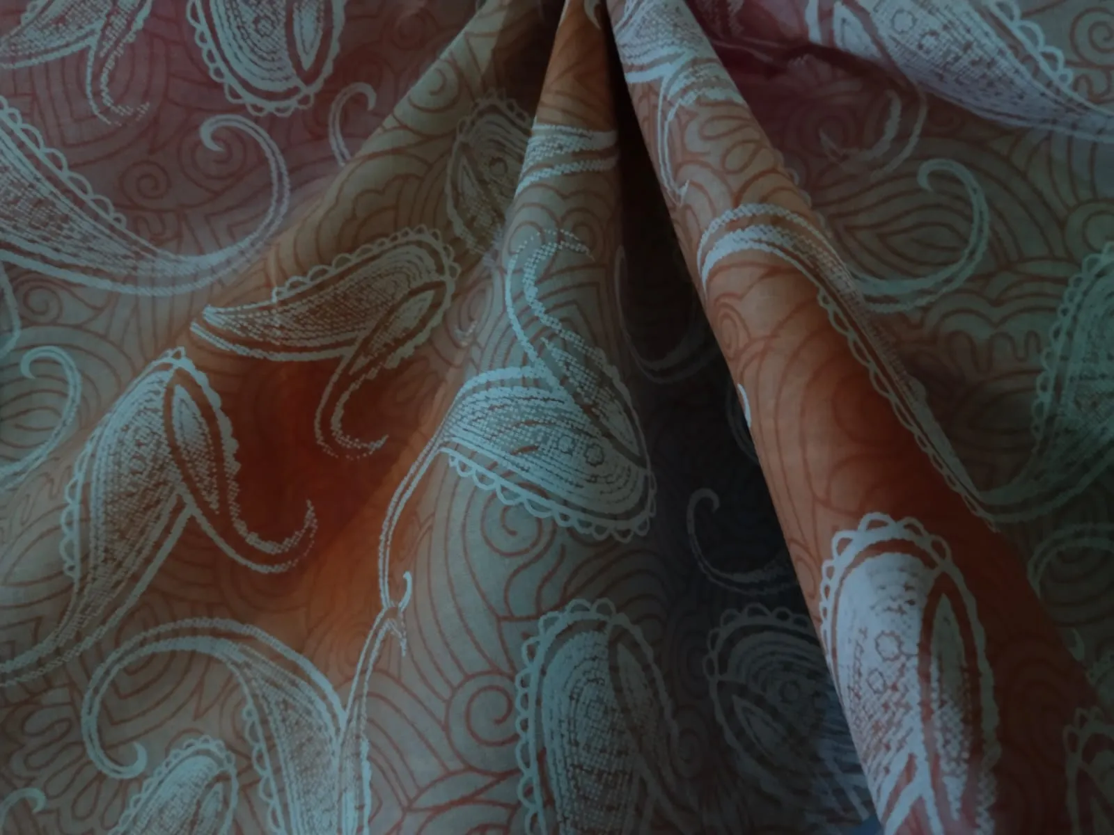Cotton organdy printed 44" available in 2 designs [shaded paisleys pinks orange blue pink floral][15559/60]