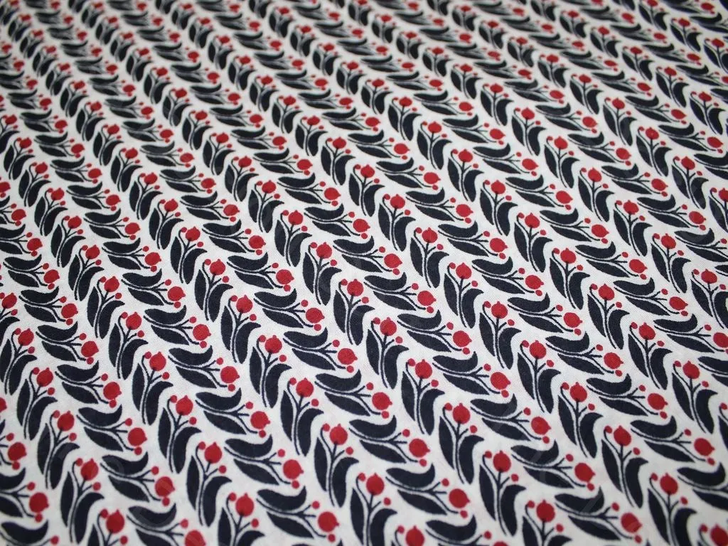 Crimson Lantana Design Pure Cotton Fabric