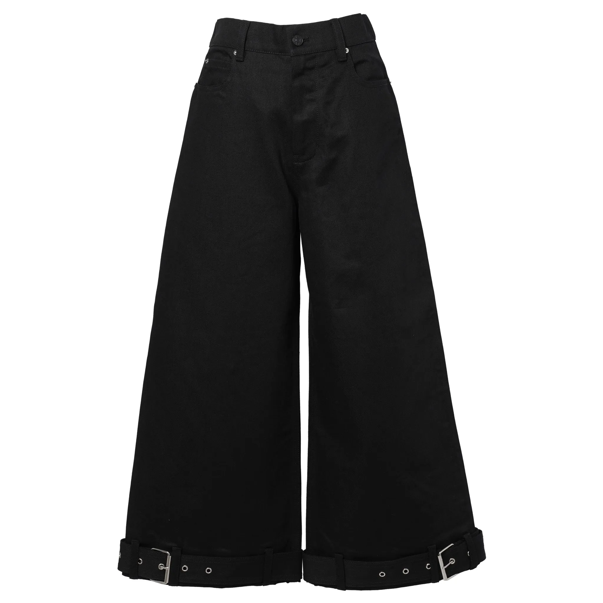 CROPPED DENIM PANTS / BLACK CRISP DENIM