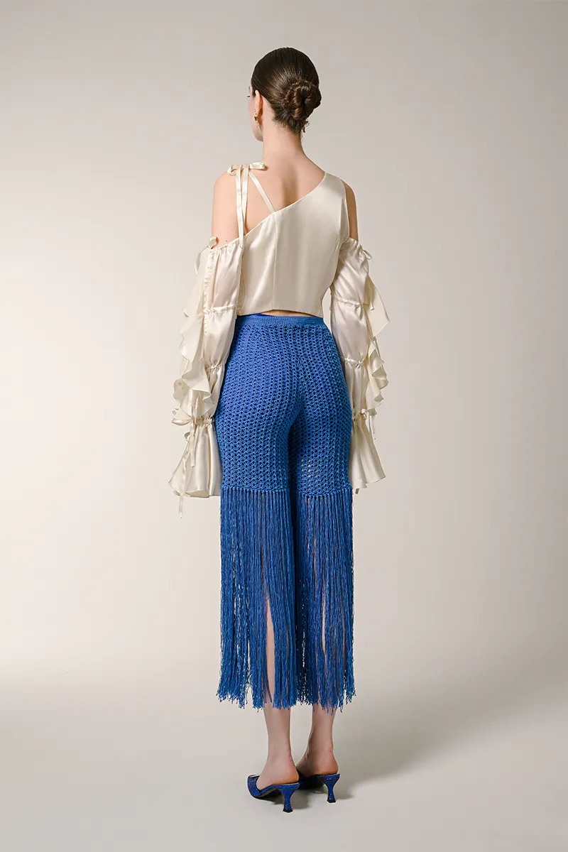 CROPPED TOP WITH FLOUNCE SLEEVES