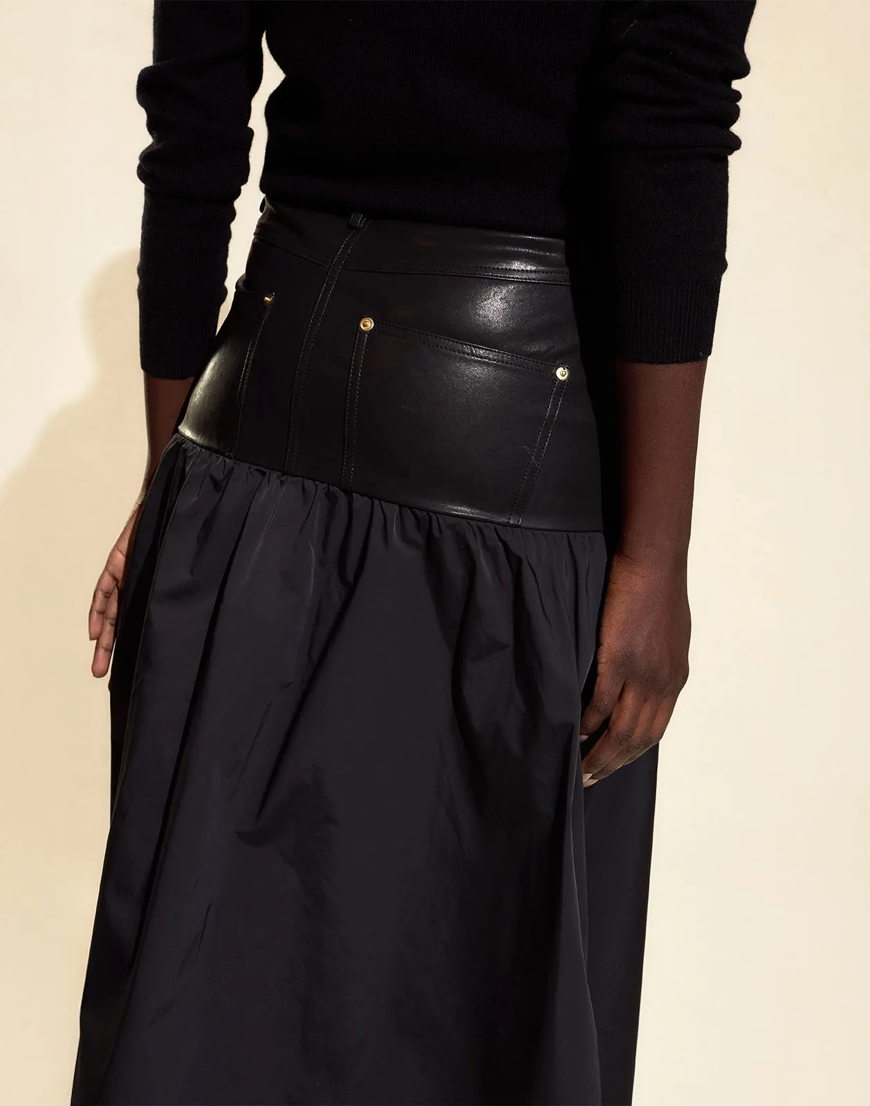 Downtown Leather Nylon Skirt