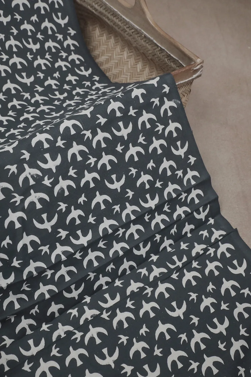 Dull Grey Sanganeri Cotton Fabric - 2.2m