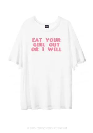 Eat Your Girl Out Pride Y2K Sheer Boyfriend Tee Cherrykitten