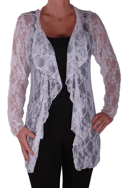 Eyecatch - Riya Womens Floral Lace Waterfall Cardigan Ladies Plus Size Open Cardi Sizes 14 - 28