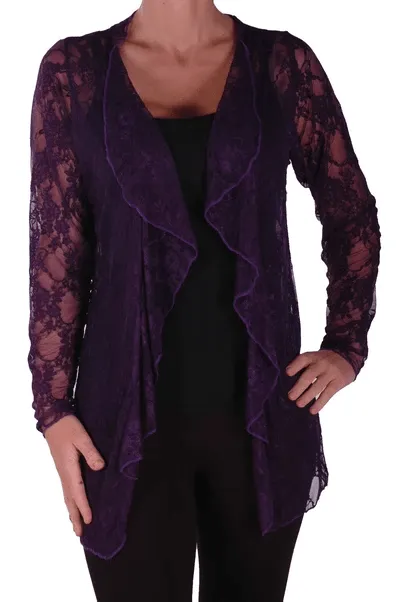 Eyecatch - Riya Womens Floral Lace Waterfall Cardigan Ladies Plus Size Open Cardi Sizes 14 - 28