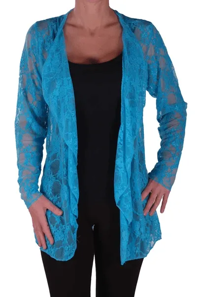 Eyecatch - Riya Womens Floral Lace Waterfall Cardigan Ladies Plus Size Open Cardi Sizes 14 - 28