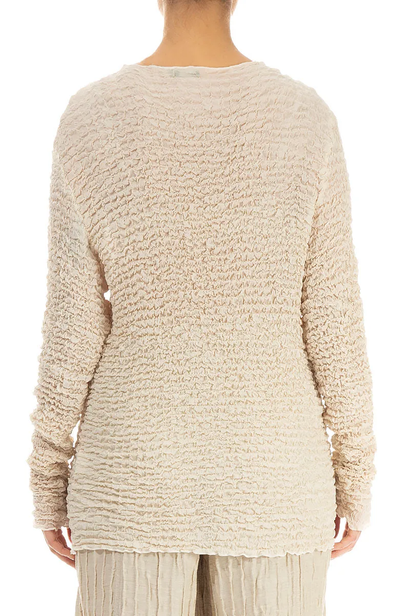 Fitted Cream Textured Silk Blouse