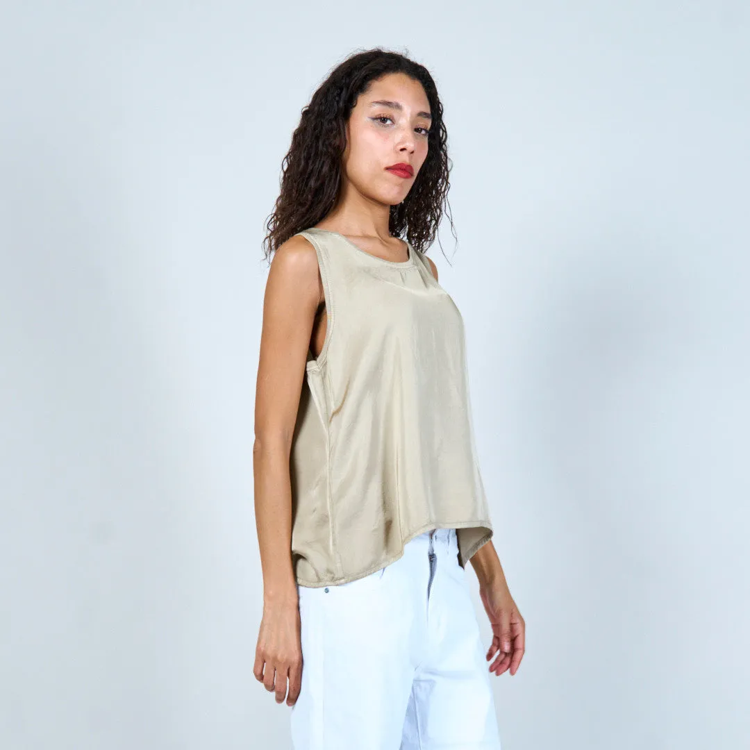 Flowing satin sleeveless top wholesale