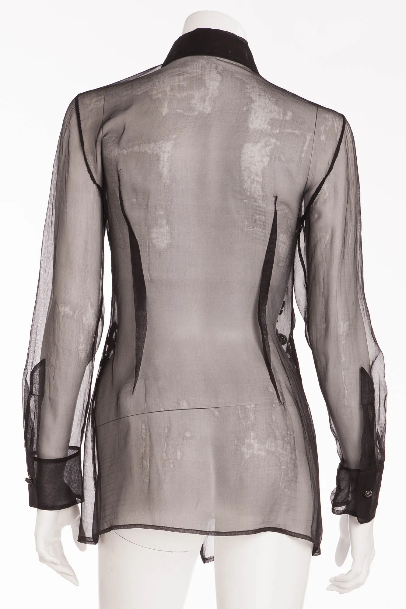 Gianfranco Ferre - Black Sheer Button Up Blouse - IT 40