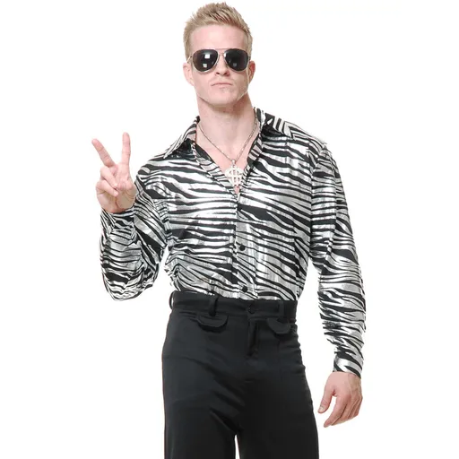 Gold Zebra Print Disco Adult Shirt