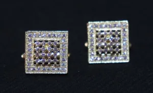 Golden Square Studded Metallic Cufflinks