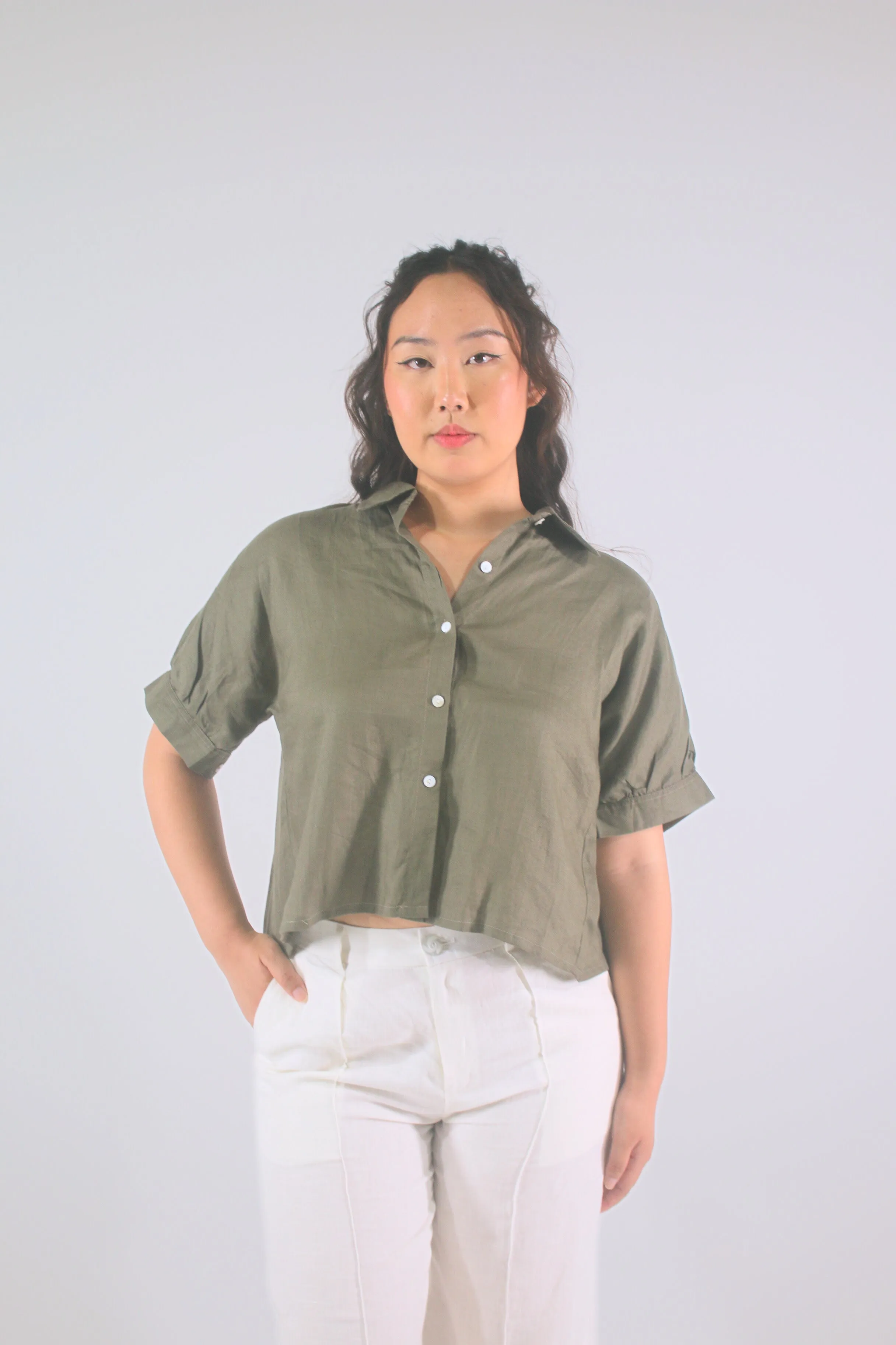 Grace 100% Linen Button Up Tee
