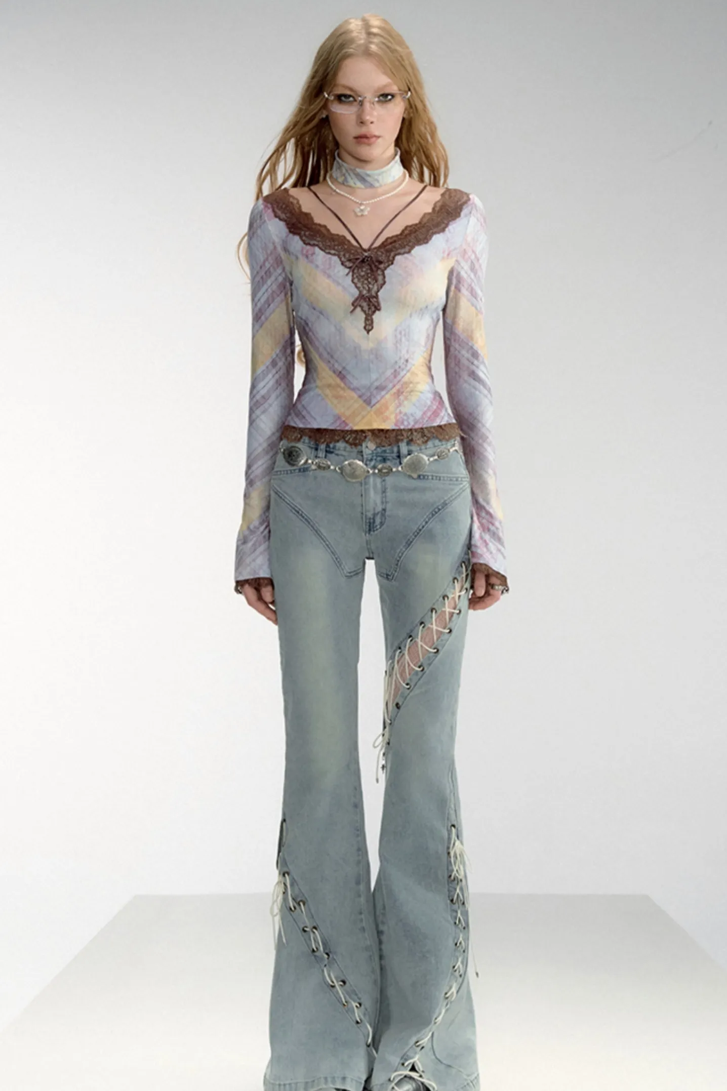 Grace Lace Panel Stretch Knit Top