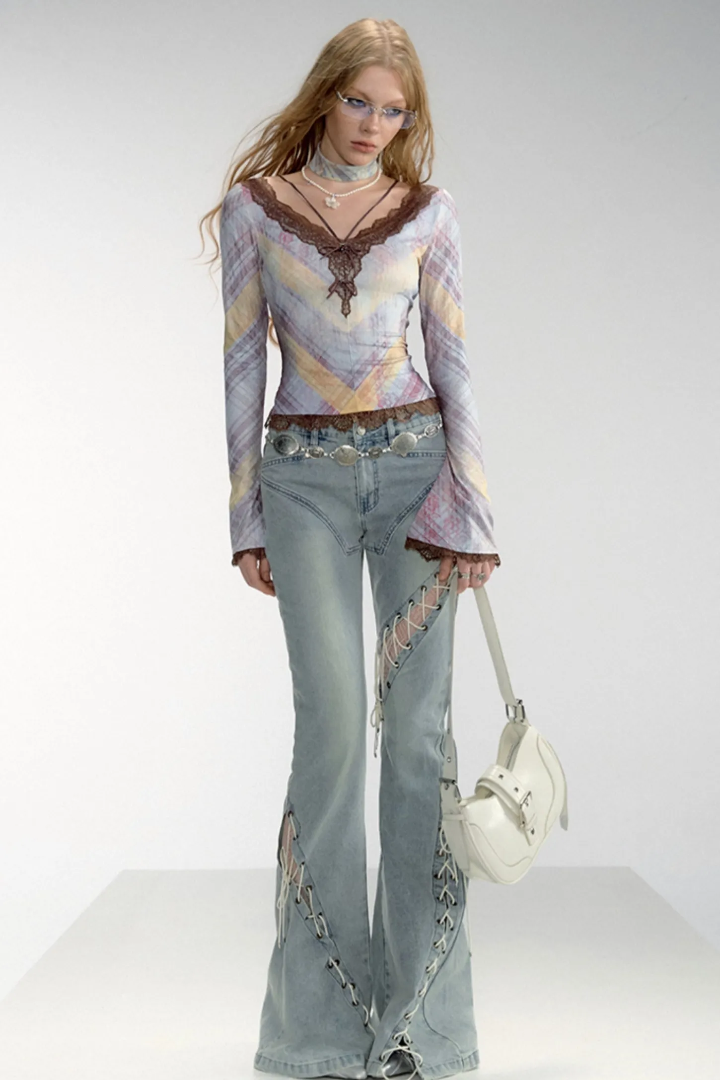 Grace Lace Panel Stretch Knit Top