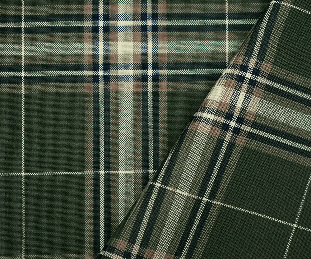 Green-Black-Multi Wool Polyester Plaid Shirting Woven Fabric