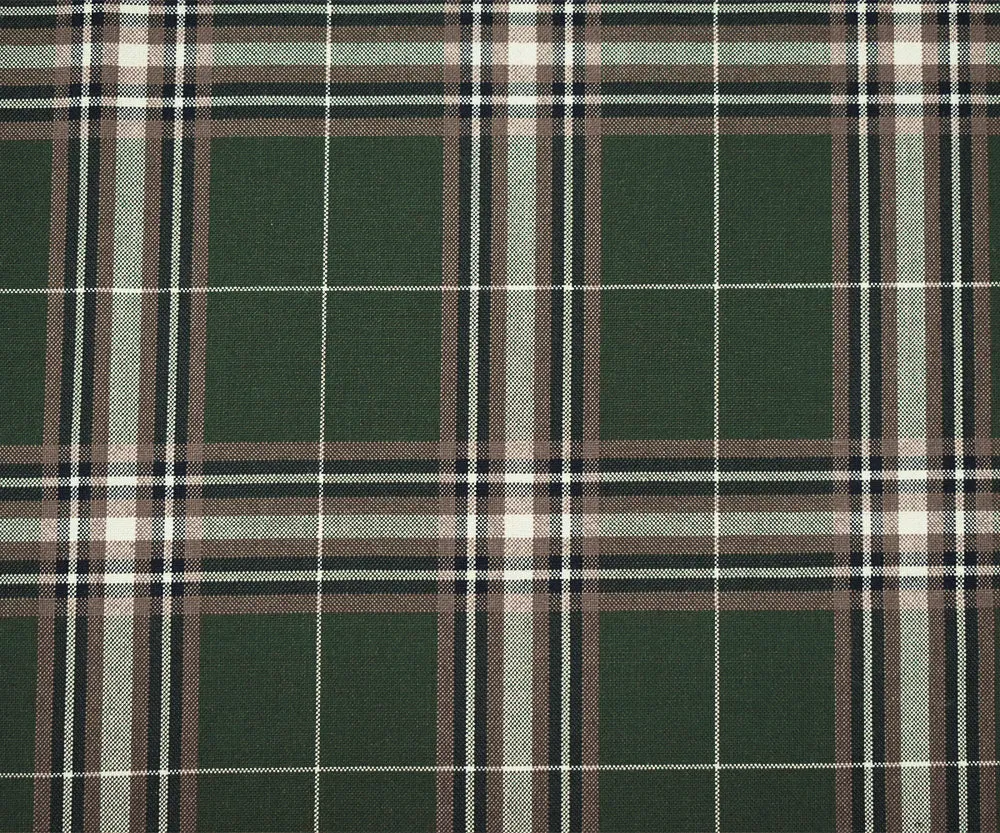 Green-Black-Multi Wool Polyester Plaid Shirting Woven Fabric