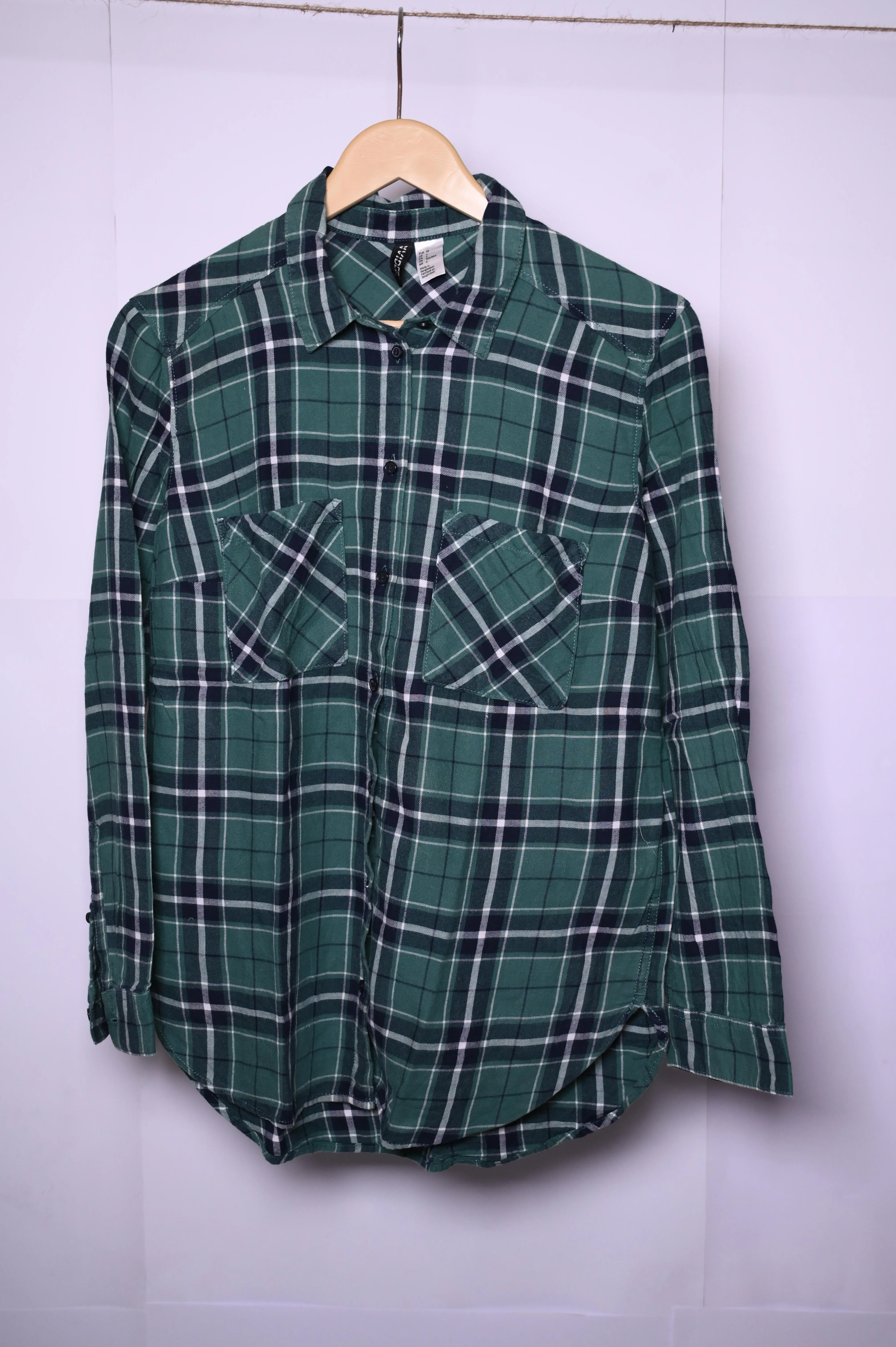 H&M Small Green Check Button-Down Shirt