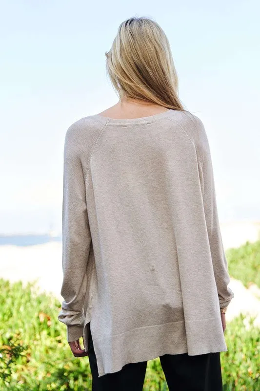 High-Low Rhinestone Star Round Neck Top