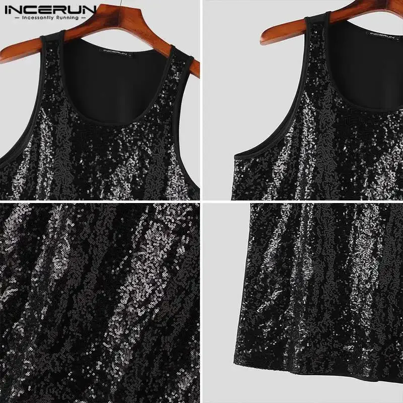 INCERUN Sequin Sparkling Tank Top